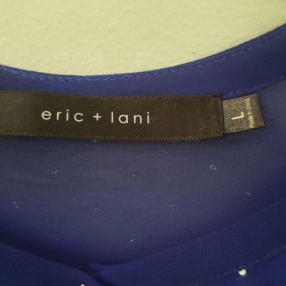 Nordstrom Eric & Lani Blouse Women's Large Sheer Blue Silver Metallic Polka Dot - Picture 2 of 7